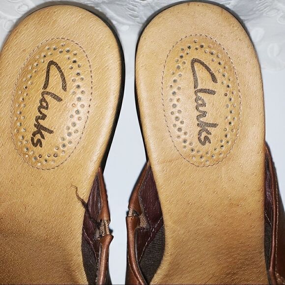 Clark’s brown leather wedge clogs size 7 - Picture 5 of 8